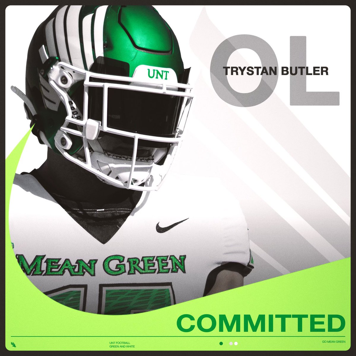 TrystanButler's tweet image. Thankful and beyond blessed to announce my commitment to @MeanGreenFB  @JasonSmith_OL @Coach_Bacc