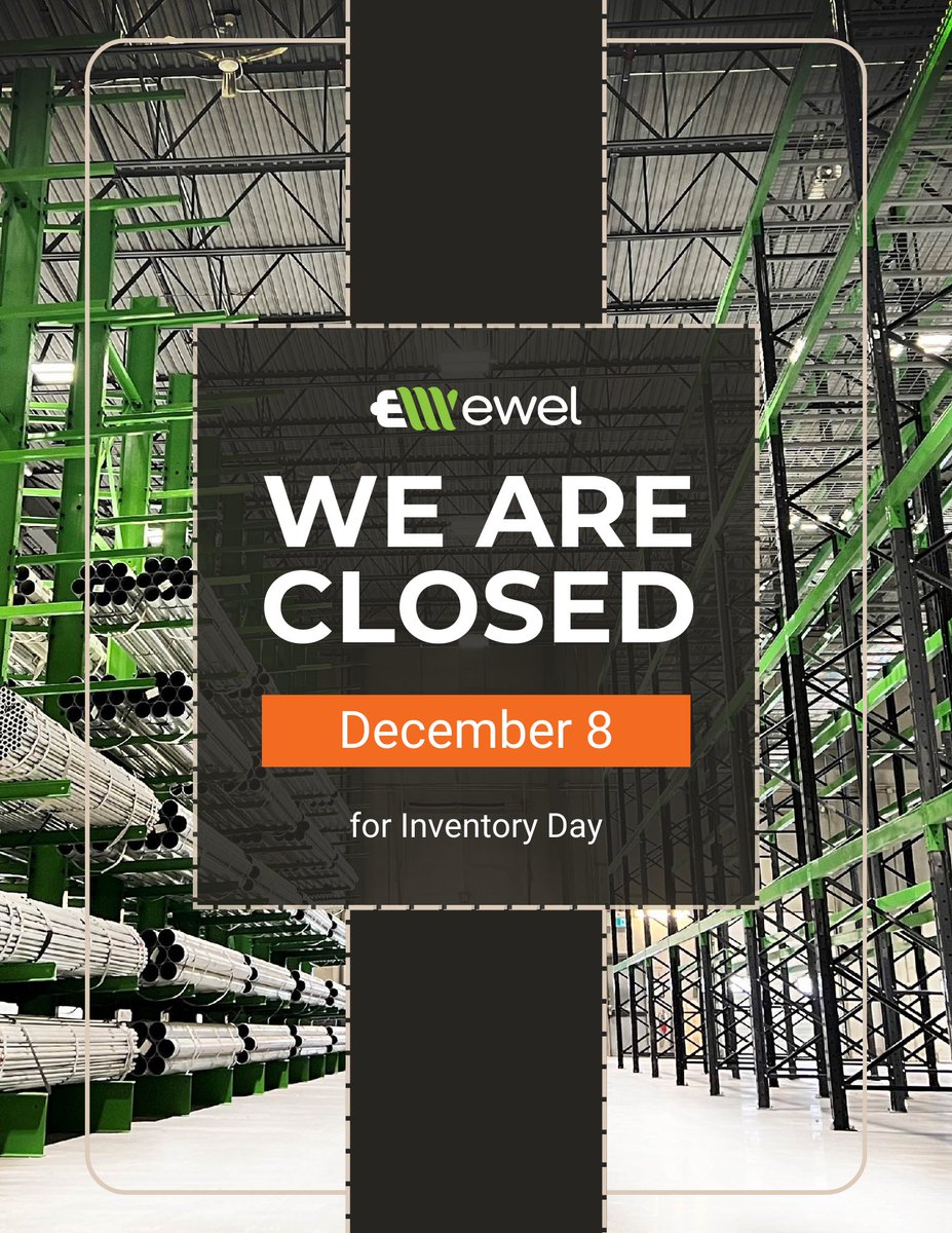 eweledmonton's tweet photo. 📷 Important Announcement for EWEL Main Customers,
Please be advised that our location at 11604 186 St NW, Edmonton, AB T5S 0C4, will be closed this Friday for inventory. We apologize for any inconvenience this may cause.
Best regards, EWEL team https://t.co/BEebhJLceU
