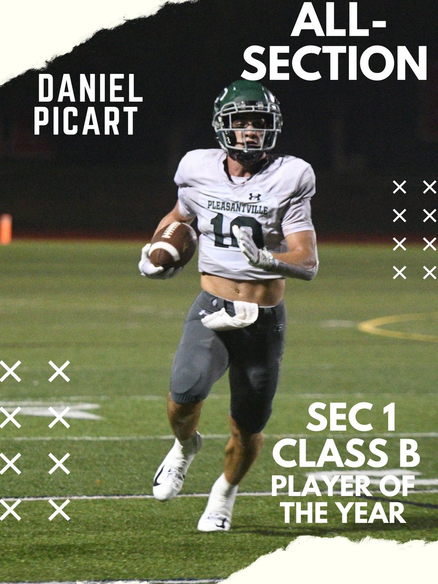 Finally, An all-time Section 1 great.
Senior Captain RB/WR/DB #10
Daniel Picart
A dynamic playmaker at virtually every position. Simply amazing!
Career #’s
7553 All Purpose yds
4177 Rush yds
1923 Rec yds
83 TDs 
137 tackles and 12 INTs
#PvilleFootball #FamilyTraditionPride
