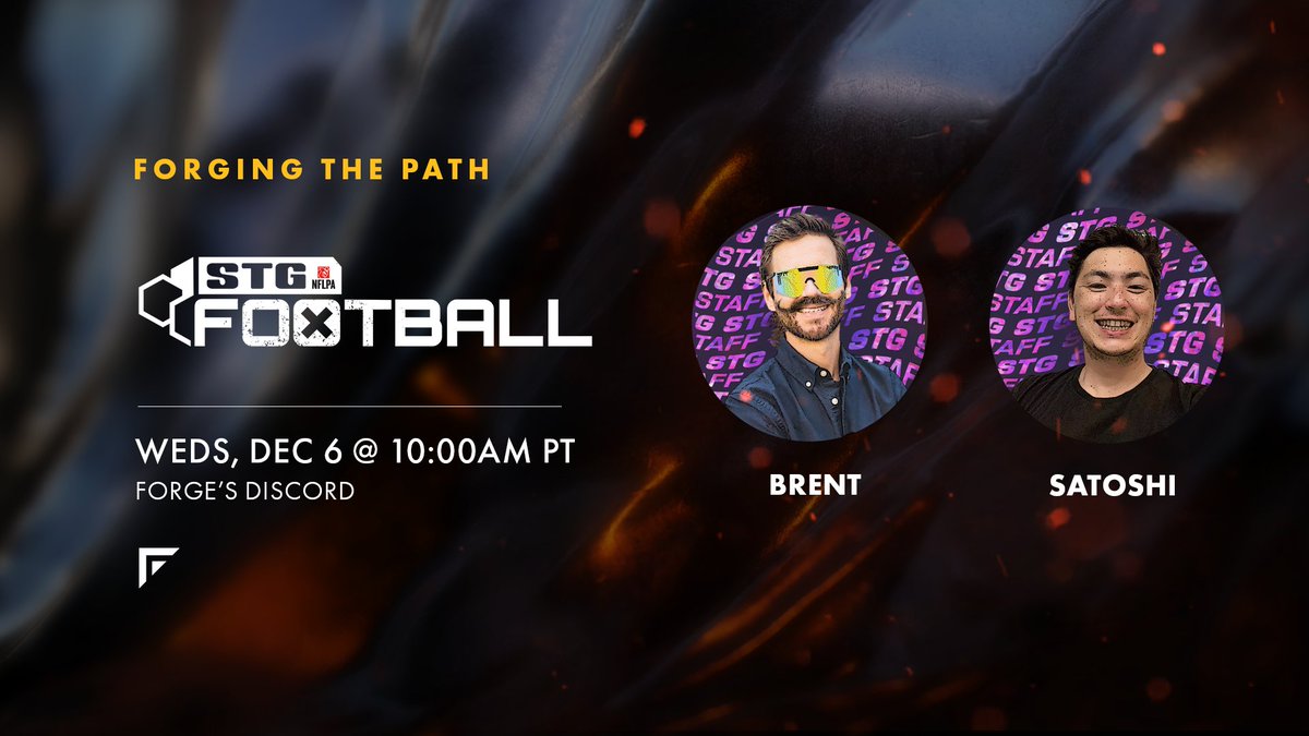 Forge (@forge) on Twitter photo Get ready for an AMA with our newest game partner, <a href="/STG_Football/">STG Football</a> with special guests Brent and Satoshi. βοΈ
Location: discord.gg/forge?event=11β¦
Bring your burning questions and game-related curiosities. Itβs your chance to interact with the minds behind STG Football! See you Get ready for an AMA with our newest game partner, <a href="/STG_Football/">STG Football</a> with special guests Brent and Satoshi. βοΈ
Location: discord.gg/forge?event=11β¦
Bring your burning questions and game-related curiosities. Itβs your chance to interact with the minds behind STG Football! See you