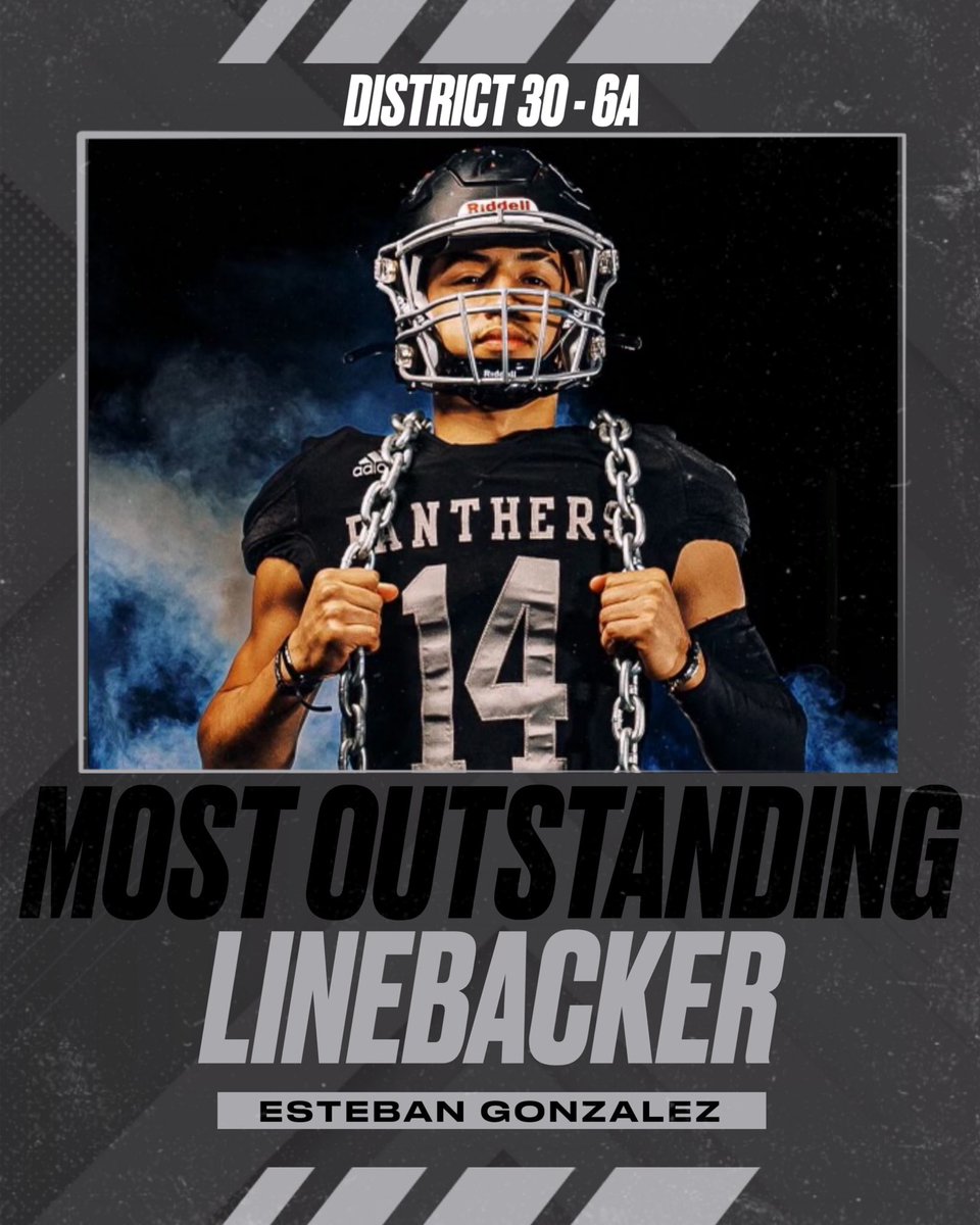 ⚡️PANTHER NATION⚡️

We begin with our All-District selections for our 2023 Panther Football Varsity squad🔥

2023 DISTRICT 30-6A MOST OUTSTANDING DEFENSIVE BACK - EDUARDO SALAZAR⚡️2️⃣

2023 DISTRICT 30-6A MOST OUTSTANDING LINEBACKER - ESTEBAN GONZÁLEZ⚡️1️⃣4️⃣

#SOUTHSIDE
#ILoveSouth