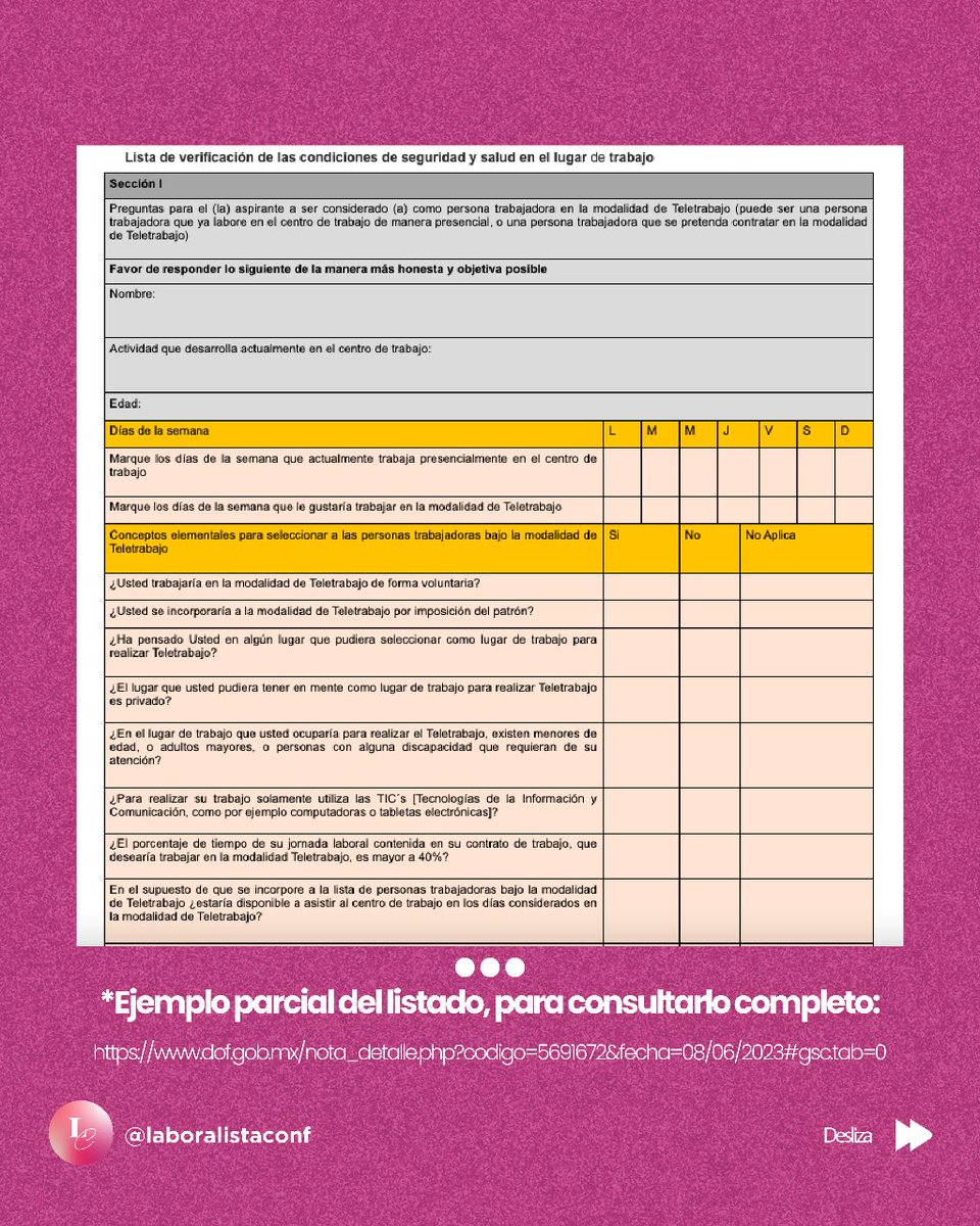 laboralistaconf's tweet photo. Aquí abajo les dejo una lista de verificación de condiciones de seguridad y salud en el trabajo que pueden utilizar sus centros de trabajo https://t.co/Pjm6ZXz9Kd
