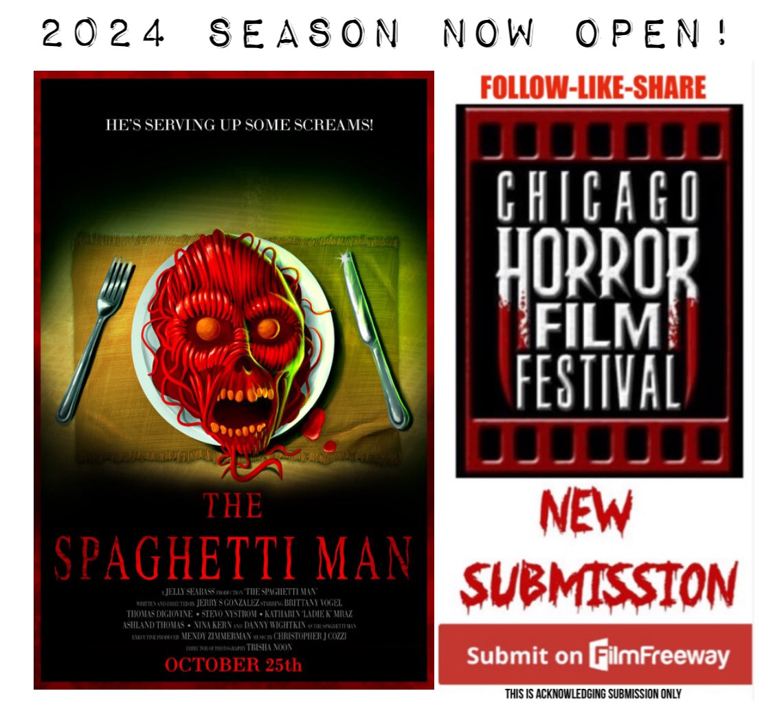 📢THE 2024 SEASON IS NOW OPEN! 🎥 SUBMIT YOUR FILM: filmfreeway.com/ChicagoHorrorF… #submityourfilm #horrorfestinternational #horrorfest #Chicagofilm #Chicago #horrorcommunity #horror #horrorfilmmaker #horrorfilms #ChicagoHorrorFilmFest #ChicagoHorrorFilmFest