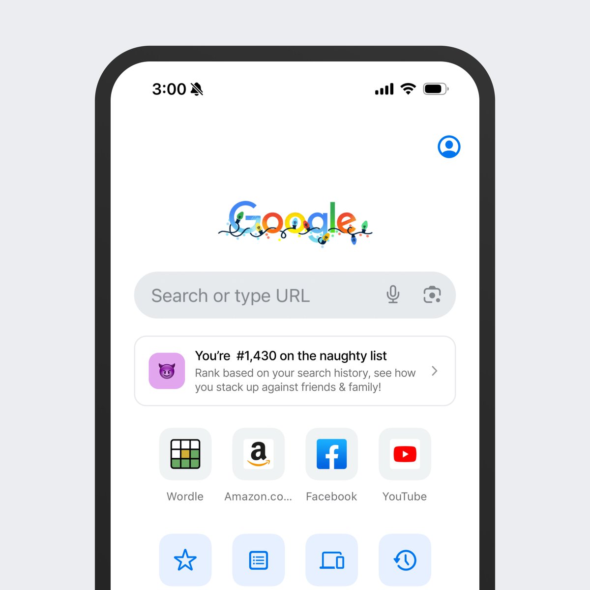 Google Chrome shows your rank on the naughty or nice list based on your search history