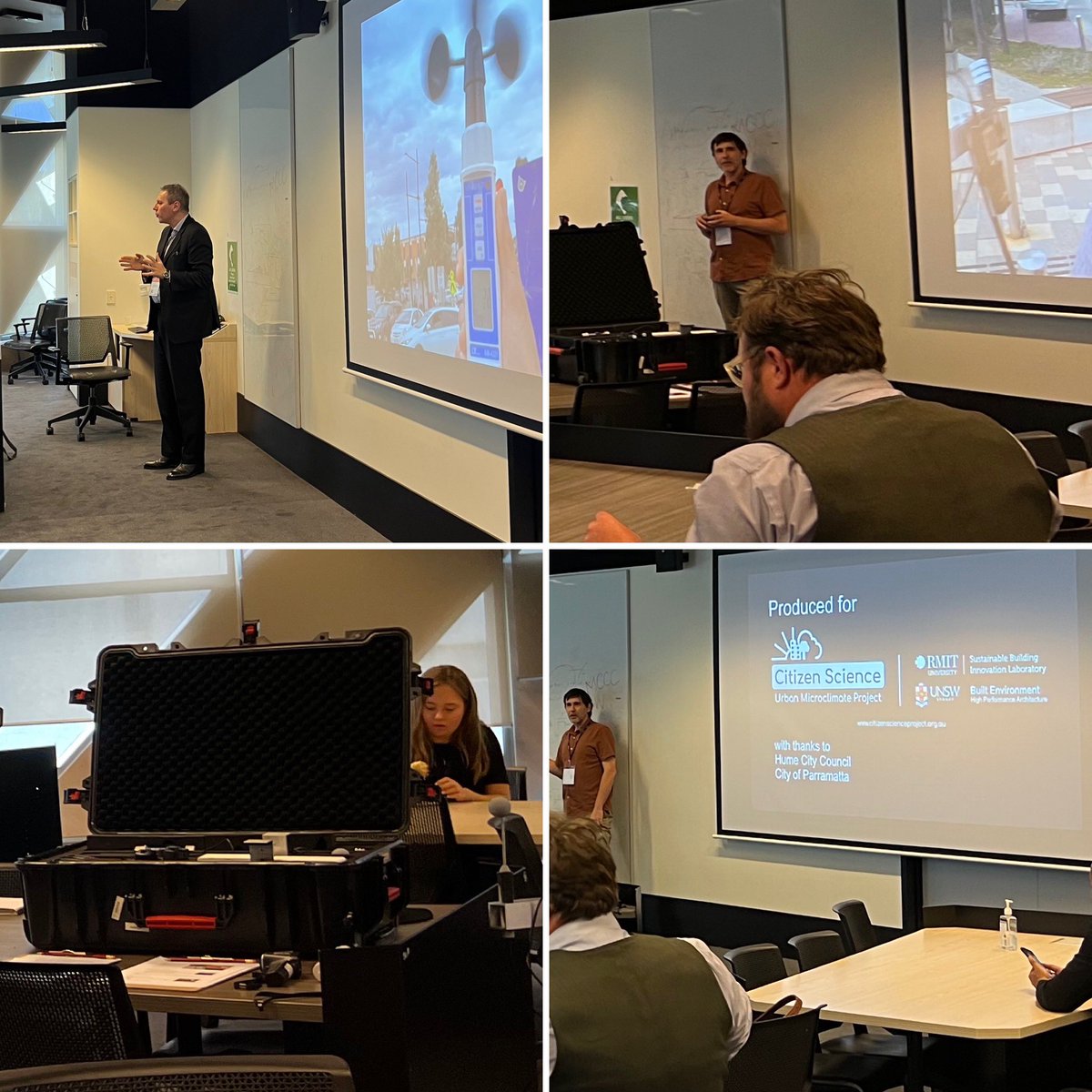 DrMMAndamon's tweet photo. Engaging discussion yesterday with Drs Riccardo Paolini (UNSW) and Andrew Carre (RMIT) on using citizen science for public engagement in urban microclimate research #IC2UHI2023 @RMIT @SBiLab #CitizenScience #uhi #uhieffects #warmingcities #warmingclimate https://t.co/cgaVsKAAJx