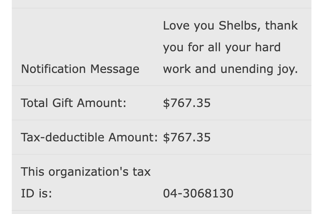 This project is now officially complete! Thanks to your support, we were able to donate over $700 to the National Brain Tumor Society in honor of one of our late contributors, <a href="/shelbsofawesome/">Shelbs</a> ❤️‍🔥 We hope you have a wonderful holiday season, and keep a fire in your hearts ❤️‍🔥
