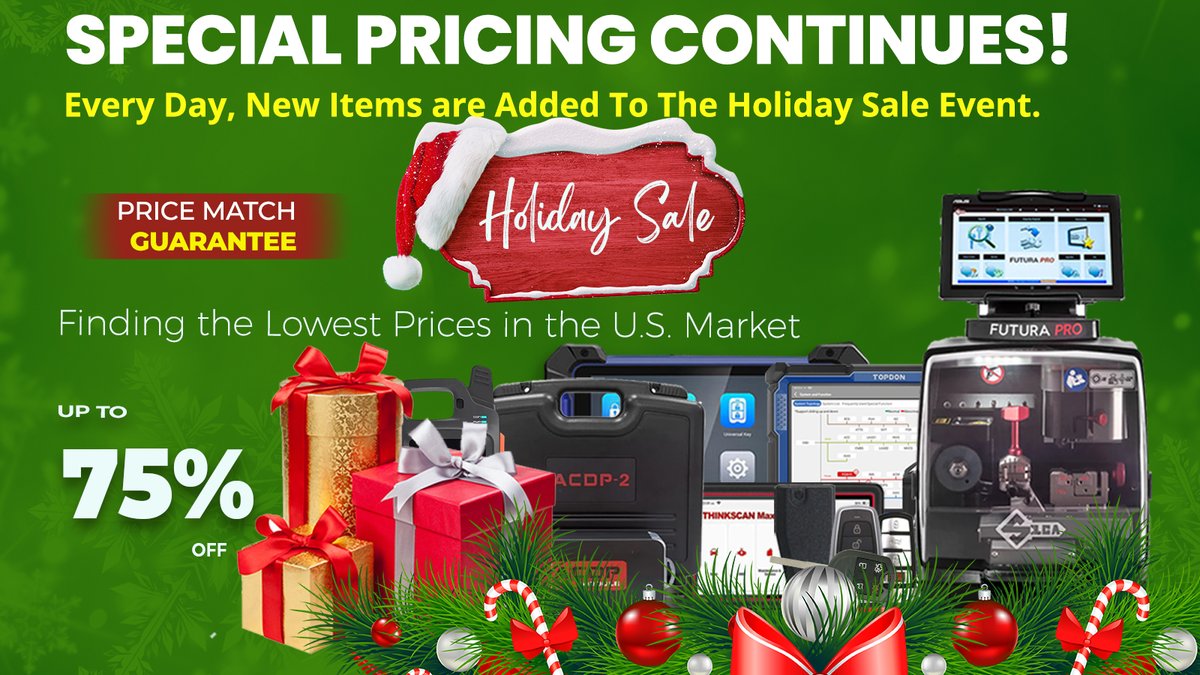 LksmithKeyless's tweet image. Holiday biggest Discounts Await 🛍️🎊"
locksmithkeyless.com/collections/ho…

#GarageRemotes #remotes #alarmlock #XT27A #MVCIPROJ2534  #AUTELMS909CV
#AutelMaxiSYSMS906 #LocksCylinders #XHXDKP02GL #aerolock #asp
#Ilco #topdon #autek #ecshardware #ADAS #AutomotiveKeys #AutomotiveLocks