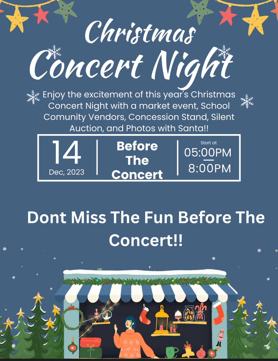 Don’t miss out on the Market before the Concert!!