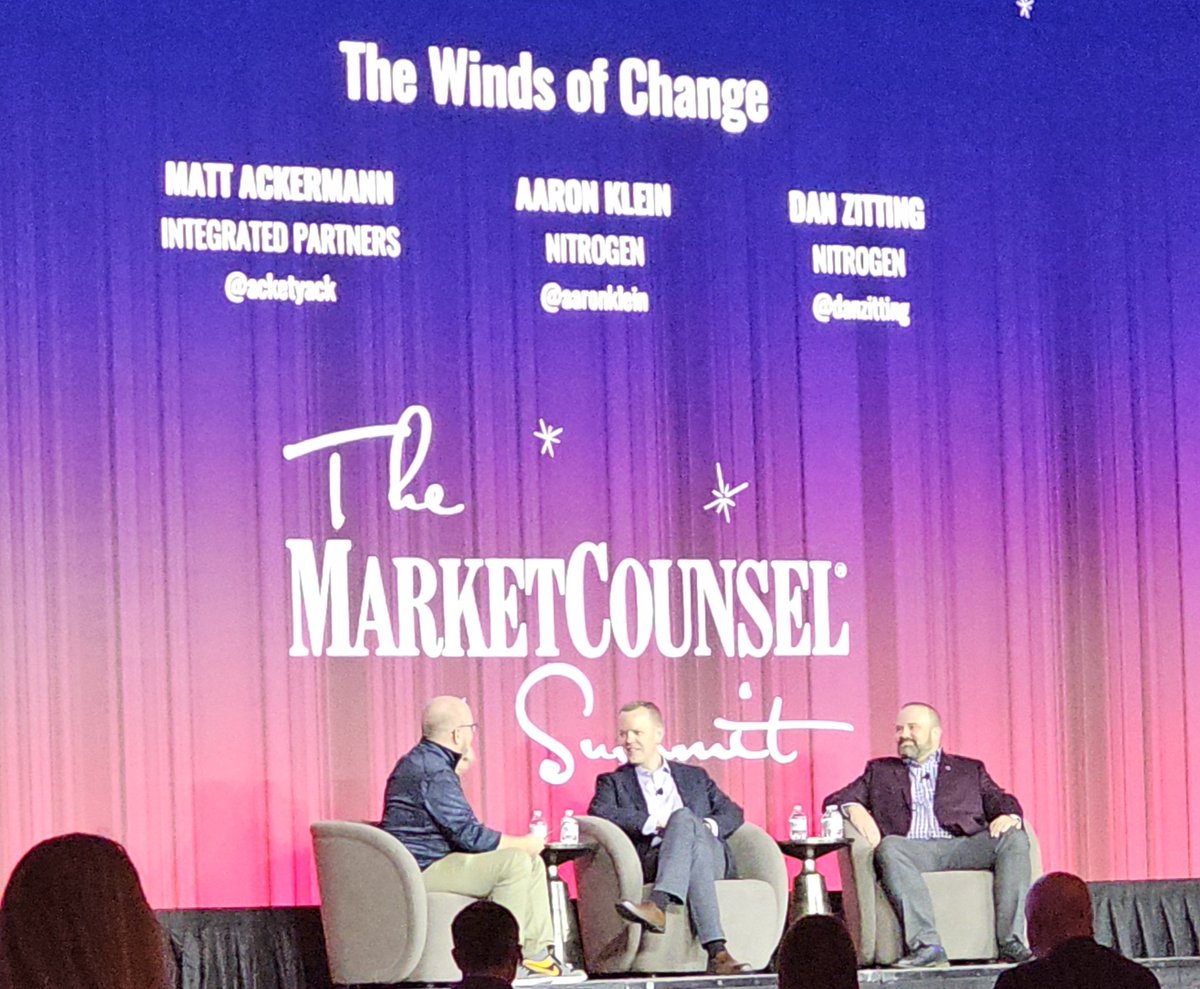 .<a href="/AaronKlein/">Aaron Klein 🇺🇸</a> and <a href="/danzitting/">Dan Zitting</a> sharing the scoop on the leadership transition at <a href="/NitrogenWealth/">Nitrogen</a> with <a href="/acketyack/">Matt Ackermann</a> at #MSUM23: You gotta be in this room! 

<a href="/MarketCounsel/">MarketCounsel</a>