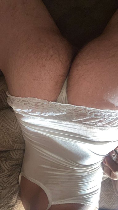 hahaha look at this subs little ass in his white teddy gown ✨ don&rsquo;t you think he should send for my rent