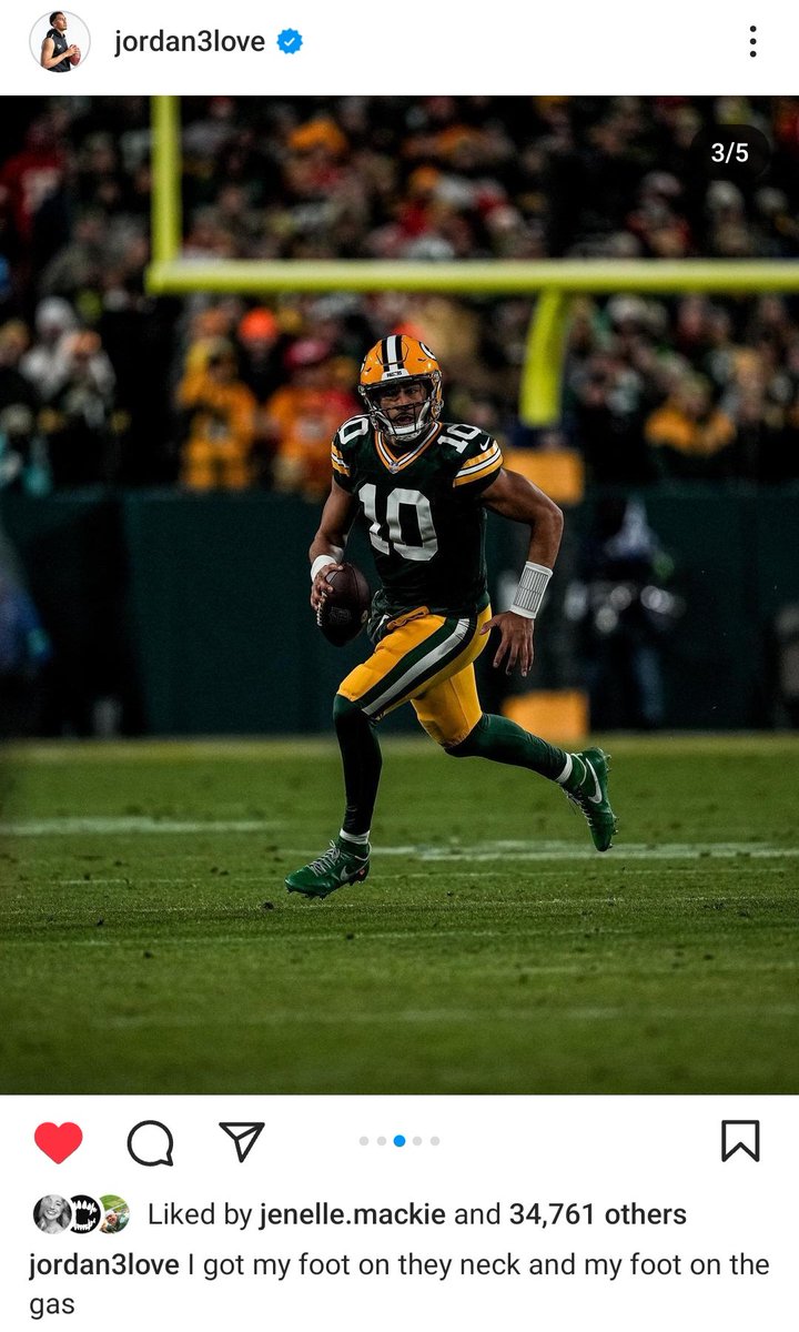 BookOfEli_NFL's tweet photo. "I got my foot on they neck and my foot on the gas."

📸 - Jordan Love's IG https://t.co/TBIGfNX13h