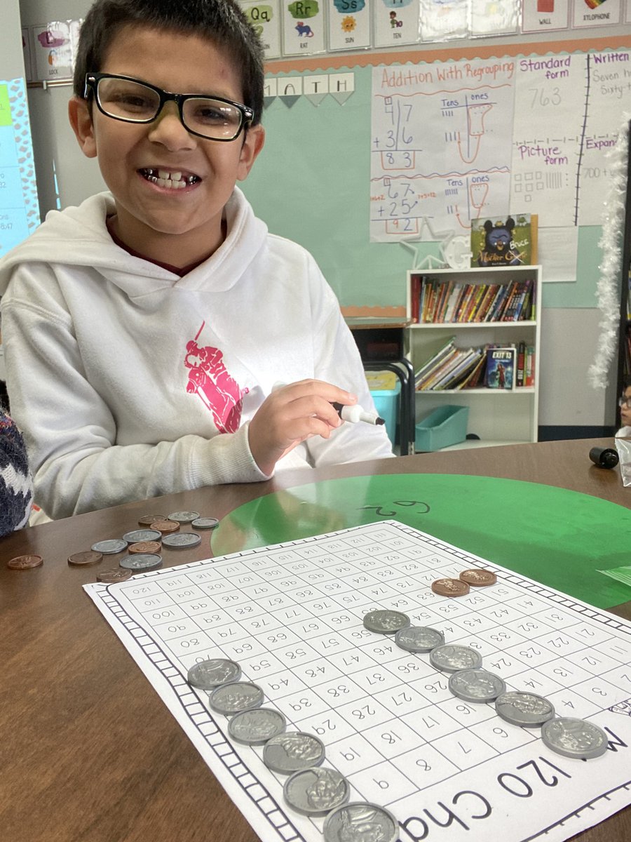mrs_shoemake's tweet image. I got to see one of my favorites practicing skip counting, coin identification, and collection counting! He was so proud of himself! #guidedmathgroups @NISDMichael