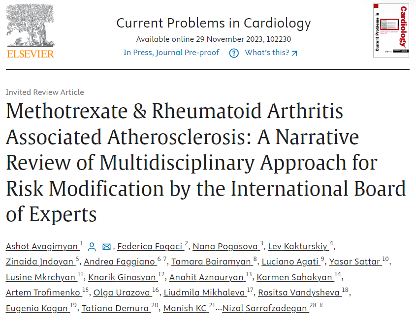 Hot off the press in @CurrProbsCardio @ELS_Cardiology! Very pleased to share this article led by @DrAvagimyan and discussing on accelerated atherosclerosis in patients with rheumatoid arthritis 🔗doi.org/10.1016/j.cpca… @Unibo @afgcicero #CardioTwitter