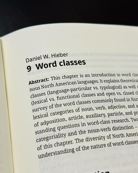 dwhieb's tweet image. Little win from today. Just got a copy of the book containing my chapter on word classes in Native American languages!