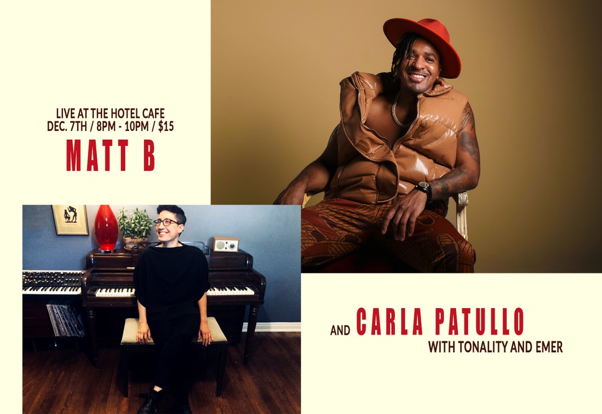 Incredibly excited for our show this Thursday Dec. 7th <a href="/thehotelcafe/">Hotel Cafe</a> with <a href="/mattbworld/">Matt B</a> from 8pm-10pm! Hope to see you there!!