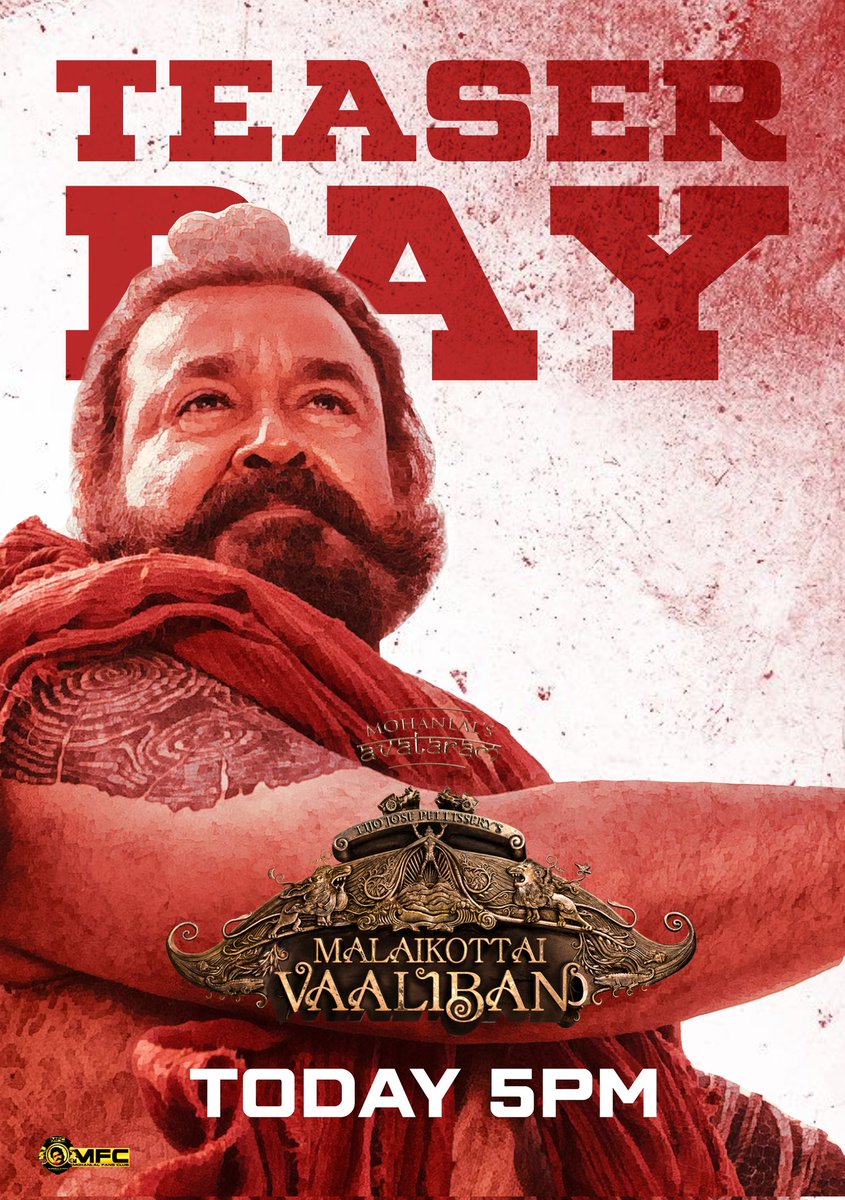 MohanlalMFC's tweet photo. Its #MalaikottaiVaalibanTeaserDay 💥❤️

@Mohanlal #Mohanlal https://t.co/DPoa7Y708W