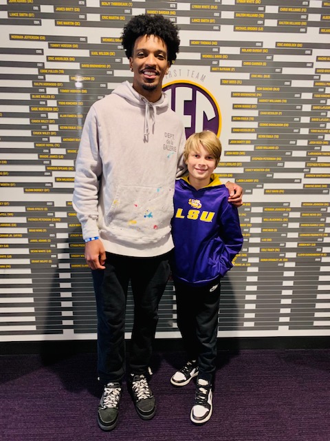 Two LSU tigers.... Jayden and Caden (my grandson).  We are looking foward to Saturday night and the Heisman ceremony. Proud of Jayden!!!  L-S-U
