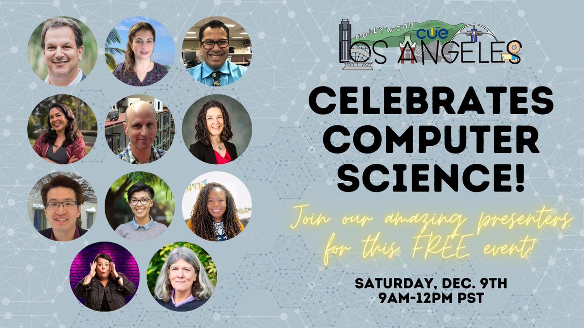Have you seen all the AMAZING presenters who will be speaking at this Saturday's FREE workshop on #ComputerScience?! It's not too late to register - eventbrite.com/e/cue-los-ange…

#CSWeek #CSForAll #CSWeeek23