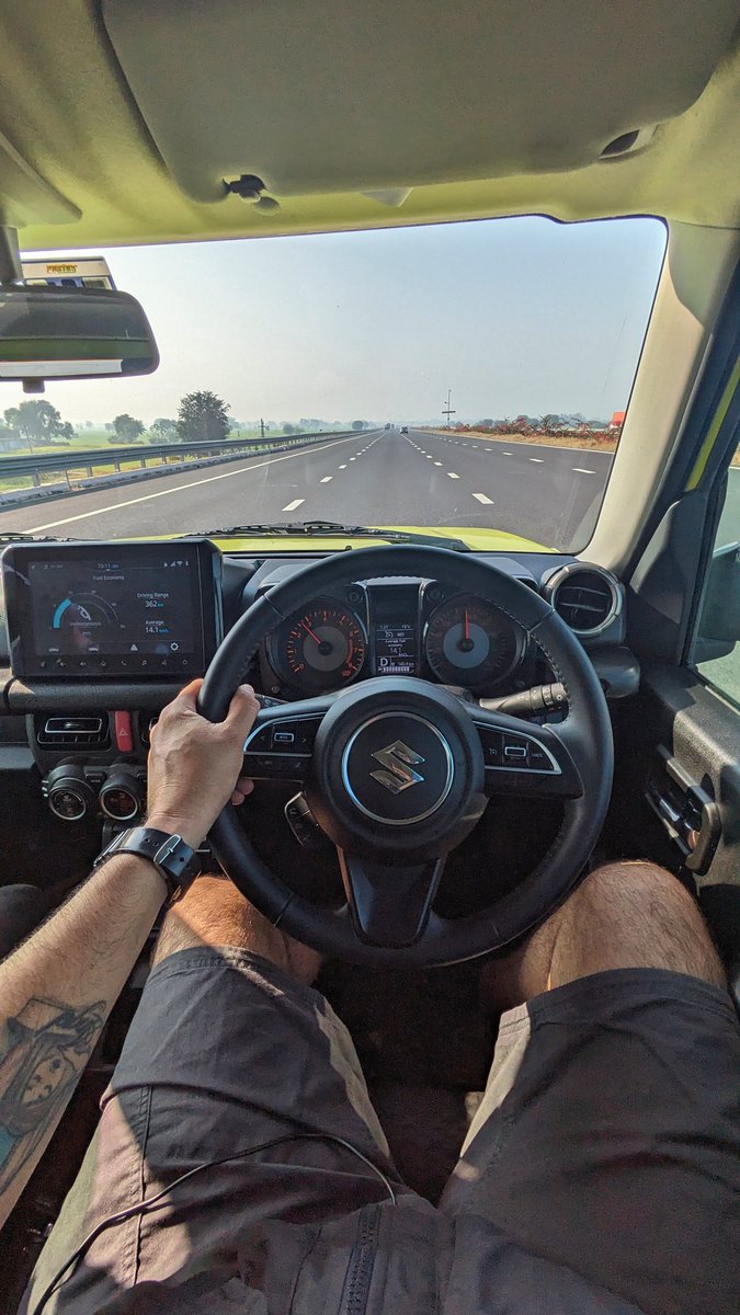 BunnyPunia's tweet photo. A thread..
And we are off for the #Delhi2Goa run in the @NexaExperience Jimny.
Updates to flow regularly. Currently on the Delhi - Mumbai expressway.
Distance per hour:
#1 : 37
#2 : 78
More to come... https://t.co/b31kjqWyJh