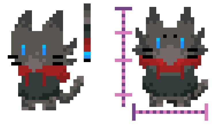 SlugBiter's tweet photo. Things are going, brain be learning, brain be chugging 
#pixelart #digitalart #cat #characterdesign https://t.co/F7MlrARON6