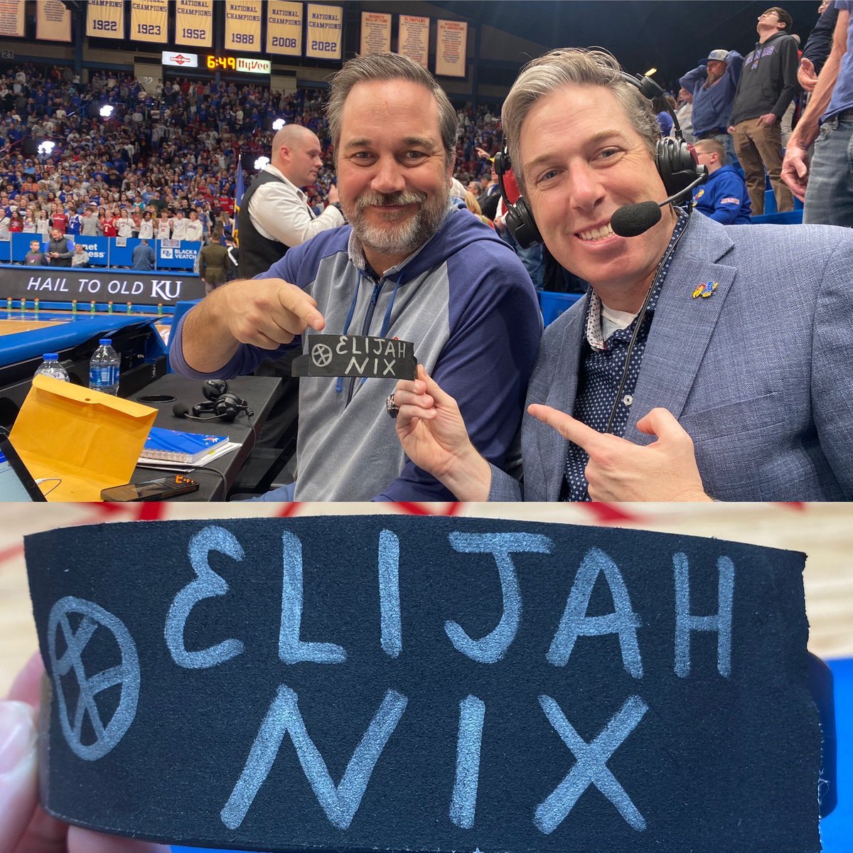 BHanni's tweet photo. Tonight’s #KUCancerFighter hero is Elijah Nix, a 16-year-old from Bolivar, MO. Elijah was diagnosed with stage 4 Ewing’s sarcoma this past summer when a 3-inch tumor was found in his right leg and 4 other spots were detected in his lungs. It’s been a grueling stretch of chemo and a recent below-knee amputation but amazingly, Elijah has kept a positive attitude throughout & continues to wow his family with his courage and strength. Through it all, he’s earned the nickname “Champ”, which seems incredibly fitting for such a champion of a fighter & a young guy all of Jayhawk Nation is pulling for! 💙❤️
