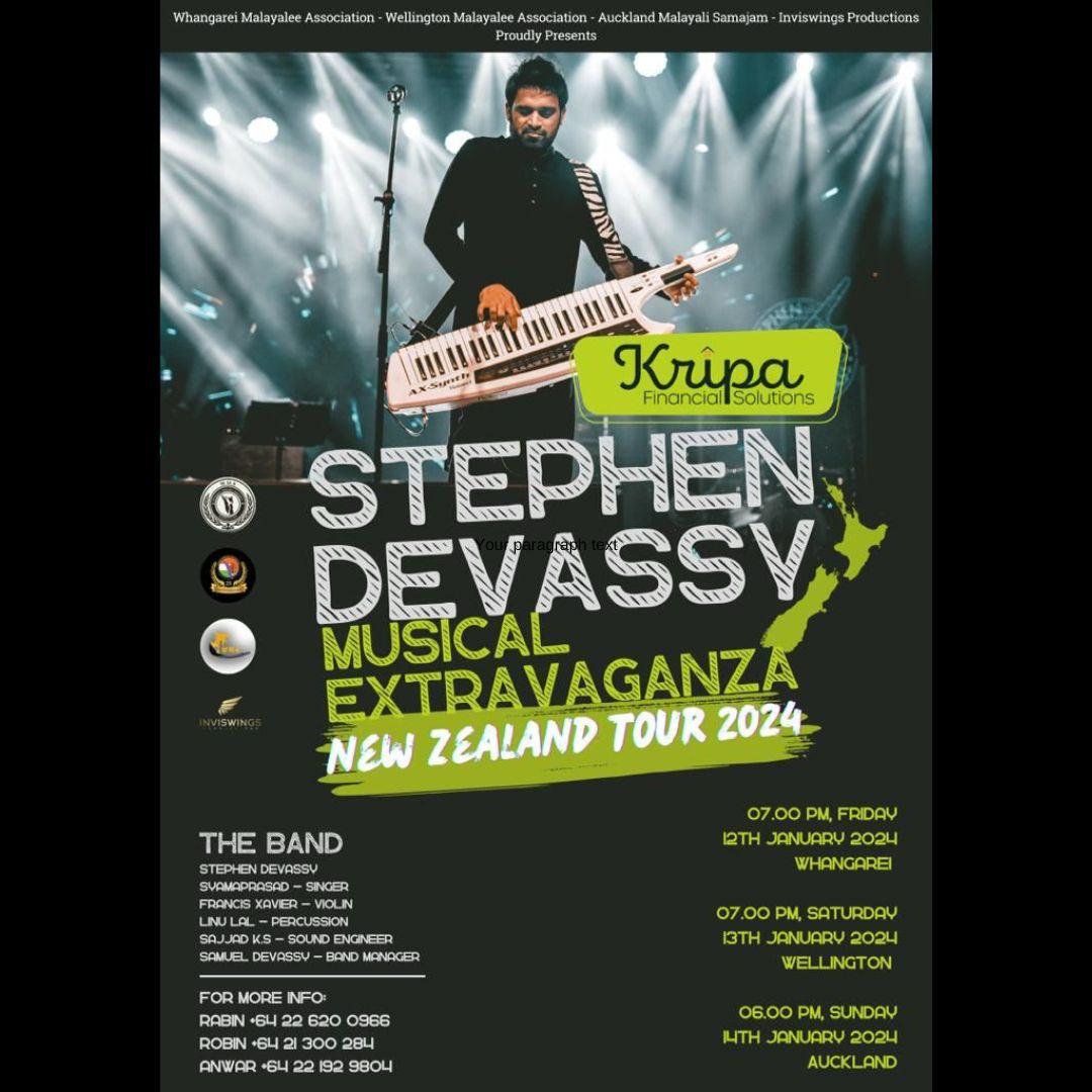 StephenDevassy's tweet photo. Stephen Devassy New Zealand Tour 2024. Save the Date! 🎹

#stephendevassylive #newzealand #MusicalExtravaganza #staytuned https://t.co/TjQto2DUYZ