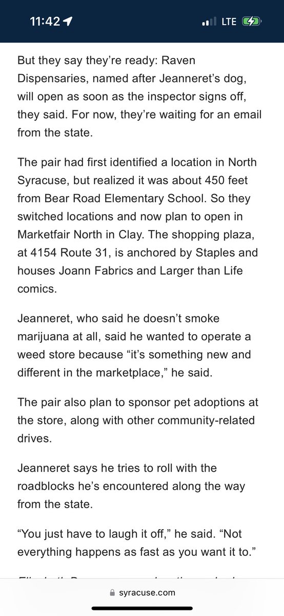 Thanks <a href="/syracusedotcom/">syracuse.com</a> and <a href="/lizdoranLD/">Liz Doran</a> ❤️🐶 <a href="/nys_cannabis/">NYS Office of Cannabis Management</a> We are ready.