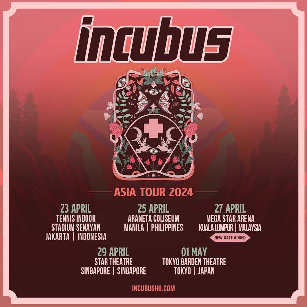 mybrandonboyd's tweet photo. @IncubusBand is coming to Asia in 2024. We’re so looking forward to this trip and we just added a new date to KL! https://t.co/Ye4rGkSo8R