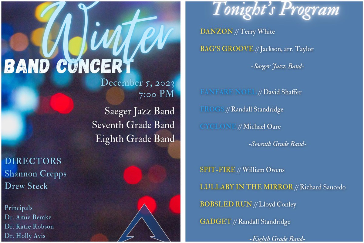 Saeger Spartan Bands (@saegerbands) on Twitter photo Great concert tonight, #SaegerJazzBand, #SMS7thGradeBand, & #SMS8thGradeBand! We are proud of your hard work, your performances, and your professionalism this evening! <a href="/fhcspartanbands/">FHC Spartan Bands</a> <a href="/ArtsFhsd/">FHSD Fine Arts</a> <a href="/SaegerMiddle/">Saeger Middle School</a> <a href="/SpartanEncore/">Saeger Spartan Encore</a> Great concert tonight, #SaegerJazzBand, #SMS7thGradeBand, & #SMS8thGradeBand! We are proud of your hard work, your performances, and your professionalism this evening! <a href="/fhcspartanbands/">FHC Spartan Bands</a> <a href="/ArtsFhsd/">FHSD Fine Arts</a> <a href="/SaegerMiddle/">Saeger Middle School</a> <a href="/SpartanEncore/">Saeger Spartan Encore</a>
