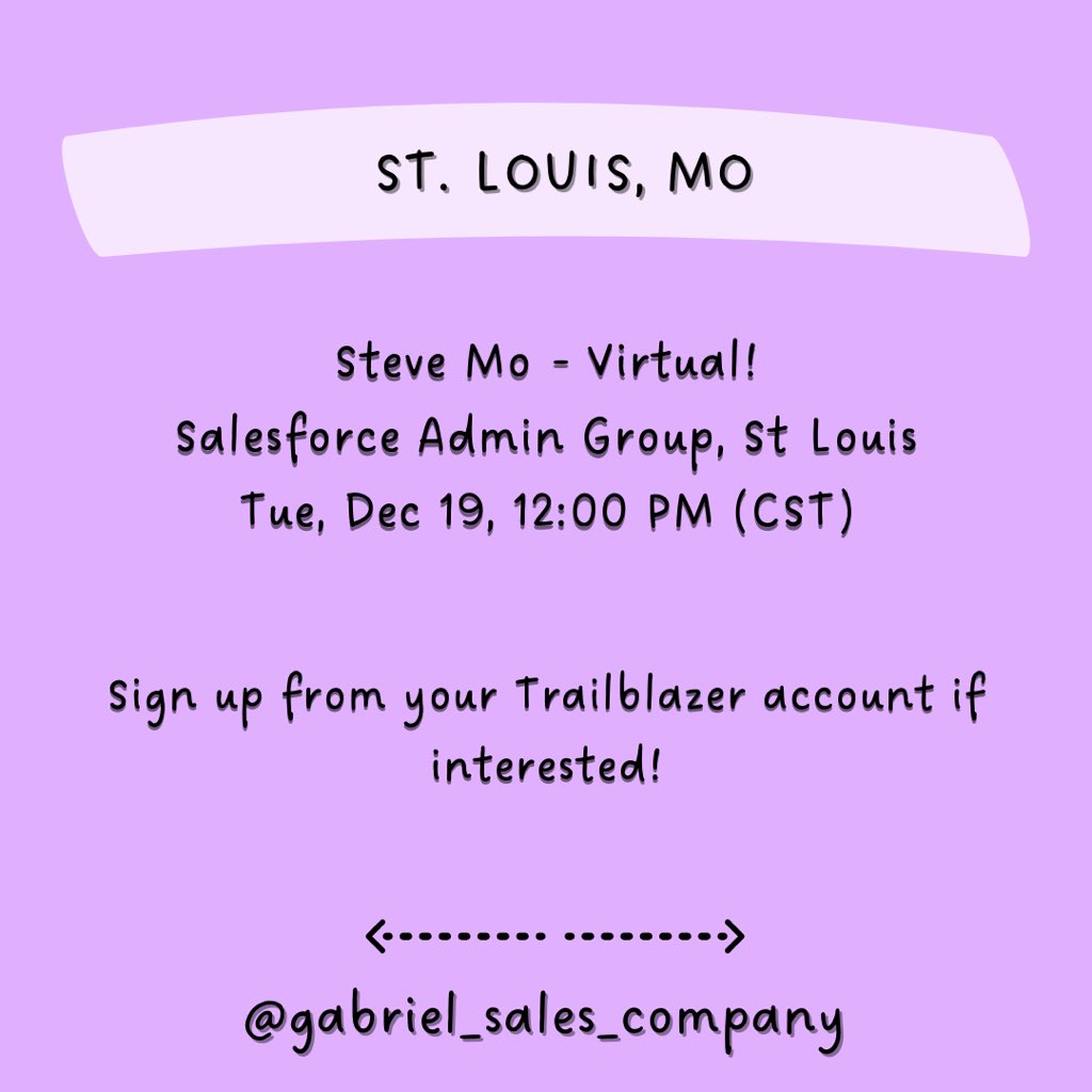 GS_Social's tweet image. Check out all the great virtual &amp;amp; live Salesforce events available through the SF Trailblazer community. No matter where in the world you are, you can get involved. Most local events are free &amp;amp;  only require an RSVP. 

DM me for more info!

#pardot #salesforce #salesforceevents