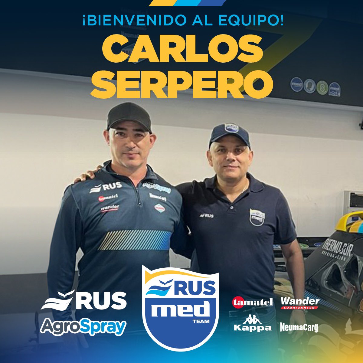 Rus Med Team (@rusmedteam) on Twitter photo Es un placer anunciar la incorporación de <a href="/CarlosSerpero/">Carlos Serpero</a> a nuestro equipo, para trabajar junto a <a href="/GCruzzetti/">Guillermo Cruzzetti</a> en la Dirección Técnica e Ingeniería del RUS MED Team✔️.
Así, nos reforzamos con un prestigioso técnico en pos de seguir avanzando en las categorías de <a href="/actcargentina/">Turismo Carretera ACTC</a> 💪. Es un placer anunciar la incorporación de <a href="/CarlosSerpero/">Carlos Serpero</a> a nuestro equipo, para trabajar junto a <a href="/GCruzzetti/">Guillermo Cruzzetti</a> en la Dirección Técnica e Ingeniería del RUS MED Team✔️.
Así, nos reforzamos con un prestigioso técnico en pos de seguir avanzando en las categorías de <a href="/actcargentina/">Turismo Carretera ACTC</a> 💪.