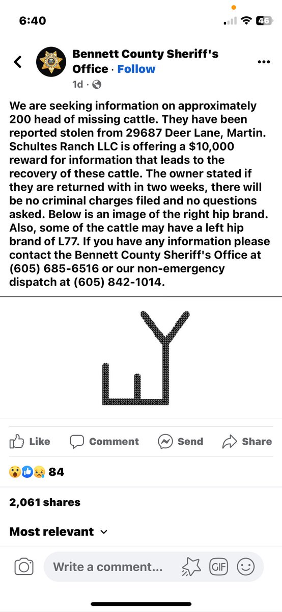 Cattle just don’t disappear. For those of you who work the sale barns. Keep an eye out