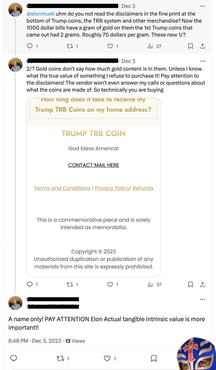 This guy is upset at @elonmusk because the new Trump gold coins seem like a scam, not like the Trump bucks, that were printed with gold ink. Watch your boomer parents' bank accounts, someone is scamming a crapton of money from gullible Trump supporters. soopermexican.com/2023/03/28/sca…