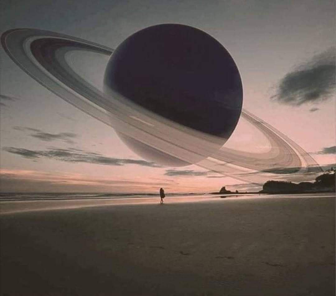 This is how it would look Saturn if it was at the same distance as the moon.