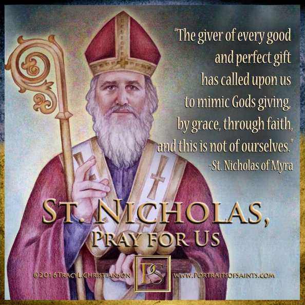 Happy Feast Day St. Nicholas, pray for us!   Known for his secret generosity, Nicholas would do things such as leaving coins in the shoes people left outside. He would thus serve as the prototype for the character Santa Claus.  bit.ly/3QhK0bE
