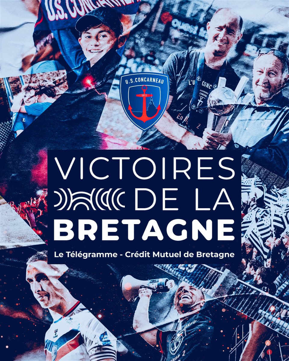 USConcarneau's tweet photo. 🏆L’US Concarneau est fière d’avoir été élue « 𝗩𝗶𝗰𝘁𝗼𝗶𝗿𝗲 𝗱𝘂 𝗣𝘂𝗯𝗹𝗶𝗰 » 2023 aux 𝗩𝗶𝗰𝘁𝗼𝗶𝗿𝗲𝘀 𝗱𝗲 𝗹𝗮 𝗕𝗿𝗲𝘁𝗮𝗴𝗻𝗲 suite à son titre de Champion de National et sa montée en Ligue 2 BKT.  

Merci à tous pour votre soutien 💙 https://t.co/zQMEe1NyDa