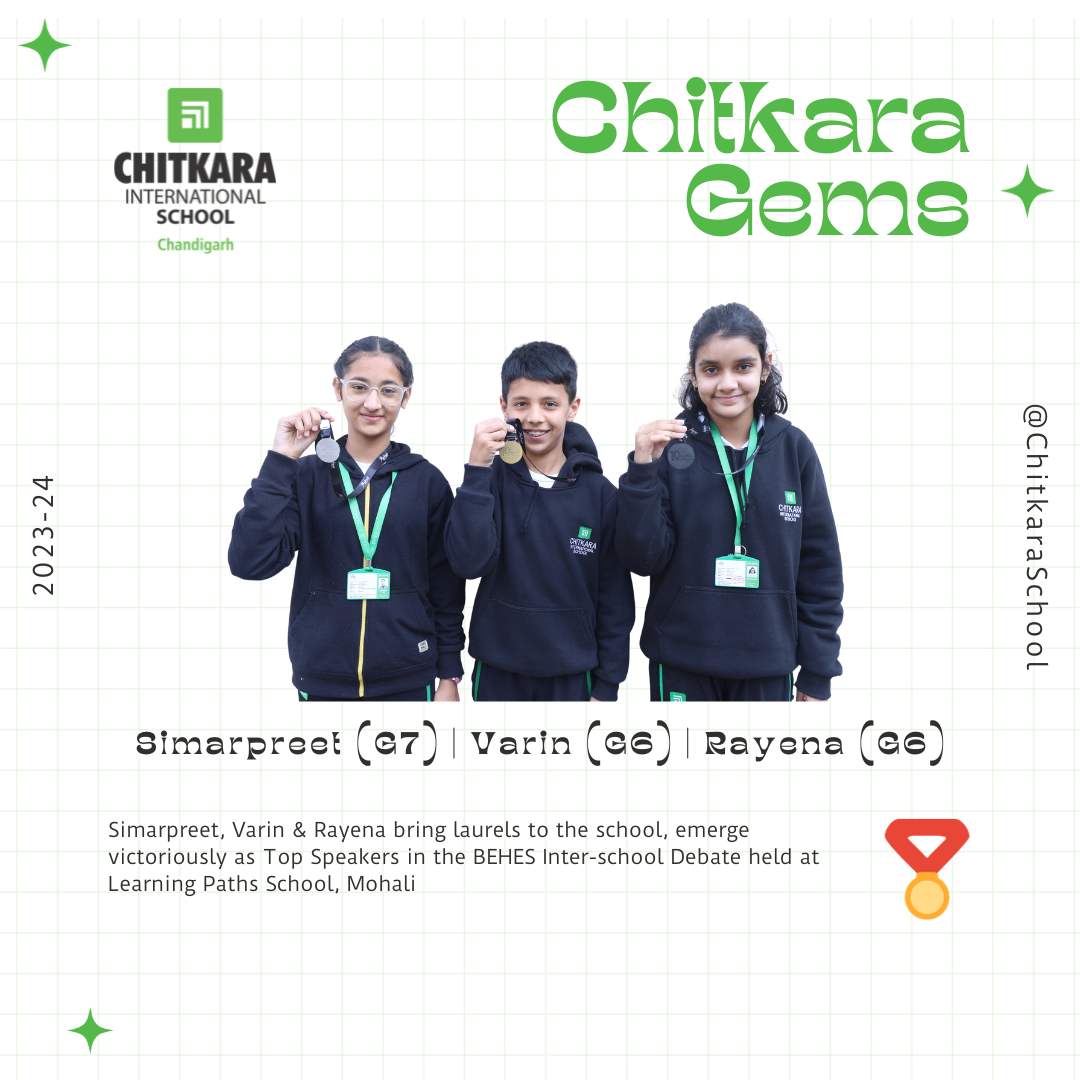 chitkara_school's tweet photo. Simarpreet, Varin & Rayena bring laurels to the school, emerge victoriously as Top Speakers in the BEHES Inter-school Debate held at Learning Paths School, Mohali
#CIS #Gems #Winners #ProudMoment #ChitkaraGems #Achievement #BEHES #DebateCompetition https://t.co/MVz09THmDJ