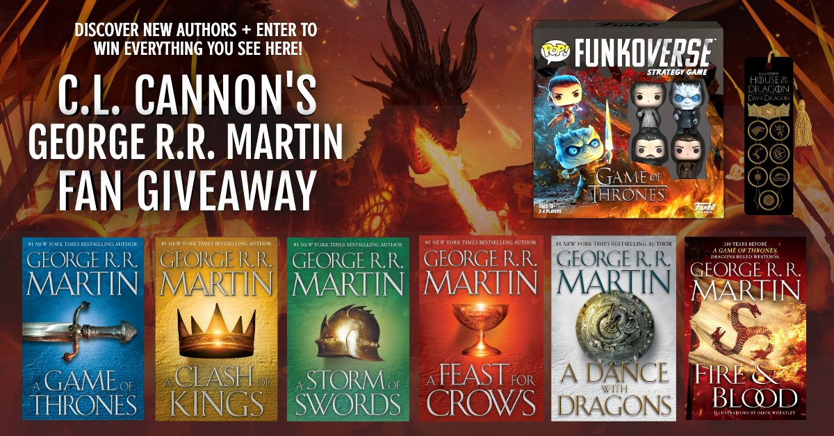 🔥Are you a fan of #GeorgeRRMartin & his #Fantasy world? Then take a trip to #Westeros with this awesome #giveaway!🔥 🗡Enter: bit.ly/grrmfanz to #win the #ASongOfIceAndFire series + #FireAndBlood, #GameOfThrones Funkoverse game, & #HouseOfTheDragon bookmark!🗡