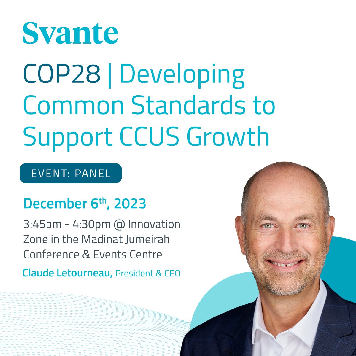December 6th @ 3:45 pm | Don’t miss out on our President &amp; CEO, Claude Letourneau, speaking at <a href="/COP28_UAE/">COP28 UAE</a>!

Location: Innovation Zone in the Madinat Jumeirah Conference &amp; Events Centre

Hosted by <a href="/carbonsolu/">Carbon Clean</a>

Details here: ow.ly/5m7x50QfkBC
.
.
.
#carboncapture #CCUS #COP28