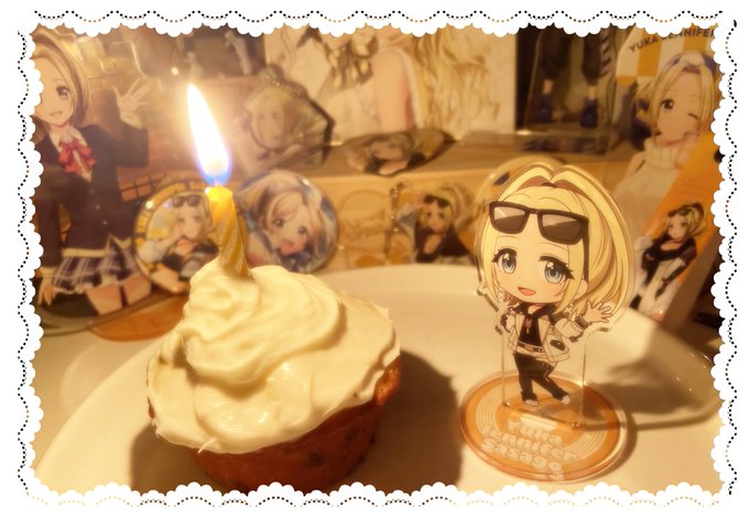 Yuka and her birthday cupcake