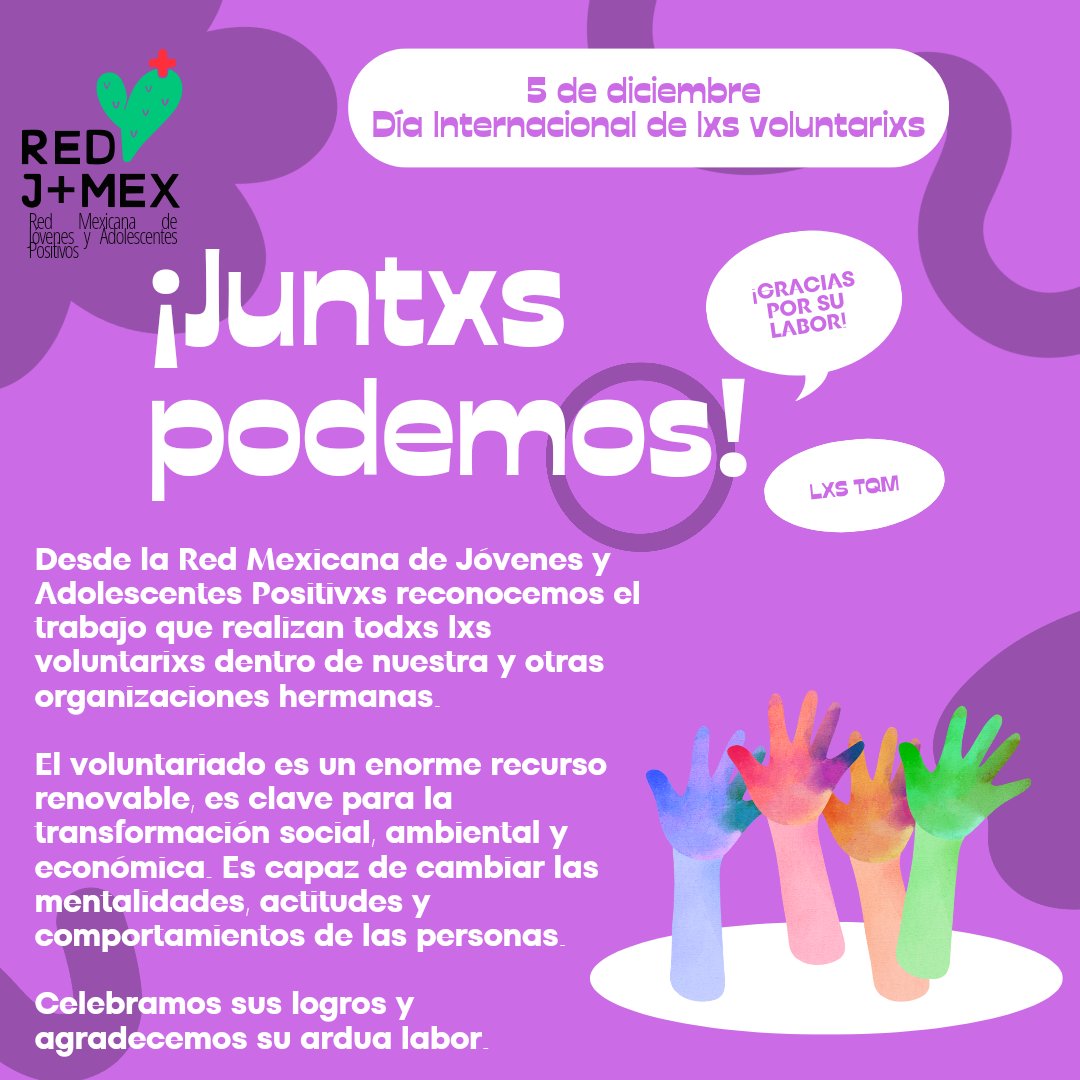 La @JovPOZMex no sólo reconoce a todxs lxs voluntarixs de nuestra y otras organizaciones hermanas. Si no también les agradecemos por su ardua laboral. Sabemos que el voluntariado es clave para avanzar en la resolución de problemas sociales. #DiaInternacionaldelVoluntariado