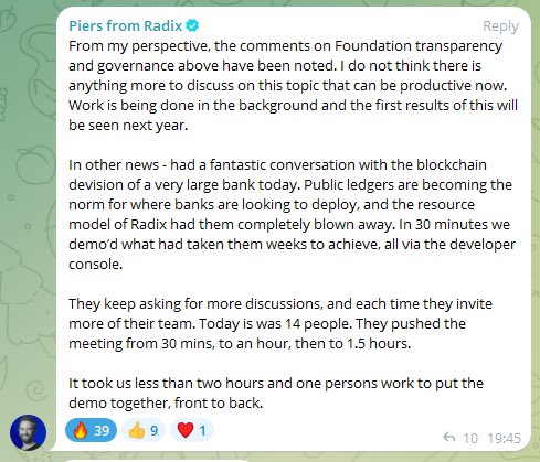 Your favourite influencer may not be on on the <a href="/radixdlt/">Radix - Radically Different DeFi</a> train yet, but some interesting groups are certainly paying attention.

DLT is the future. Don’t let the noise distract you from the truth. 

$XRD