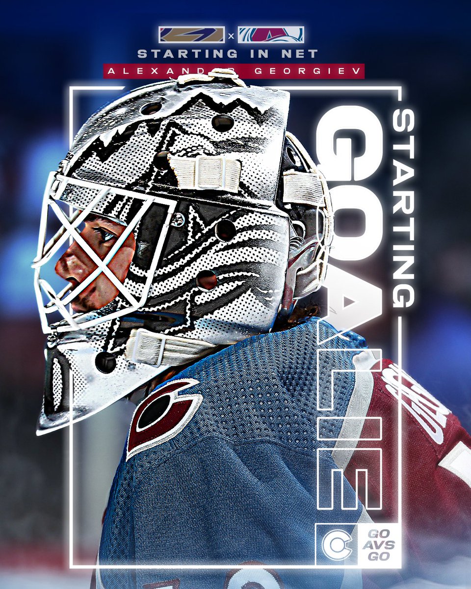 Avalanche's tweet image. Georgie between the pipes. 

#GoAvsGo