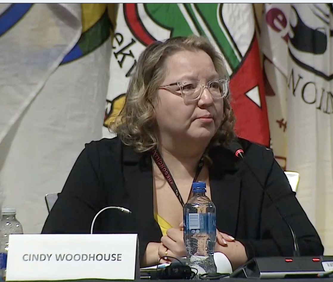 IndigPoli's tweet photo. #AFNSCA2023 Q&amp;A "the National Chief works for the people and not the other way around" -Cindy Woodhouse #AFN #AFNSCA #AFN https://t.co/63uah7YGV6