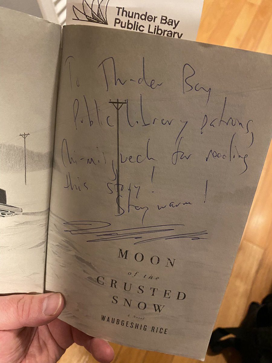 I’m a couple minutes late on diving into this <a href="/waub/">Waubgeshig Rice</a> masterpiece but better late than never. Couldn’t put it down. A great read, can’t recommend it enough. A classy touch with the inscription. Pairs well with any Sleep album played quiet or loud! Thank you sir!
