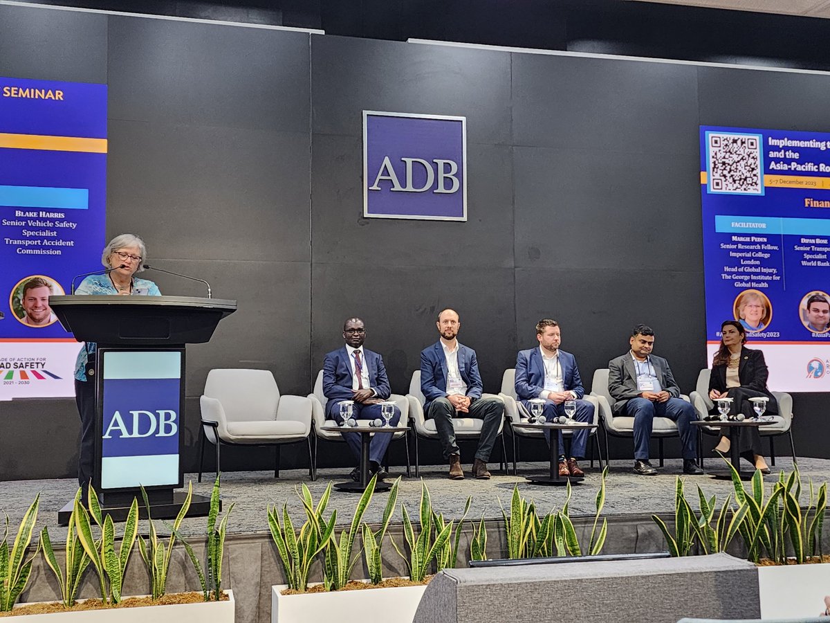 Starting Day 2 of #AsiaPacRoadSafety2023 with a panel session on Finance & Funding for Impact in Road Safety. Great panel facilitated by @margiepeden with panelists from @ADB_HQ @IRAP @WorldBank, the Aus Transport Accident Commission & IRF. #AsiaPacificRoadSafety @grspartnership