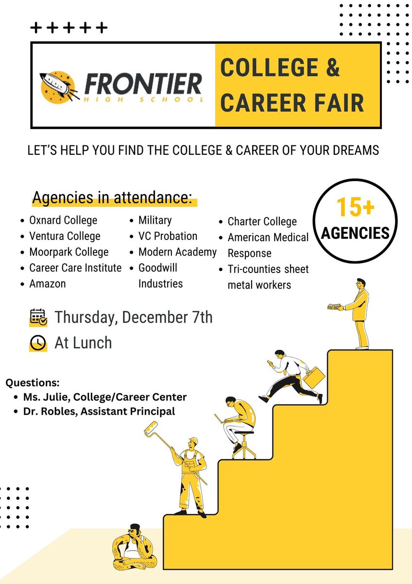 We are looking forward to hosting our first annual College & Career fair this Thursday! 🚀 #AltEd • #WeAreOxnardUnion • #GoRockets • #RocketProsperity • @OxnardUnion