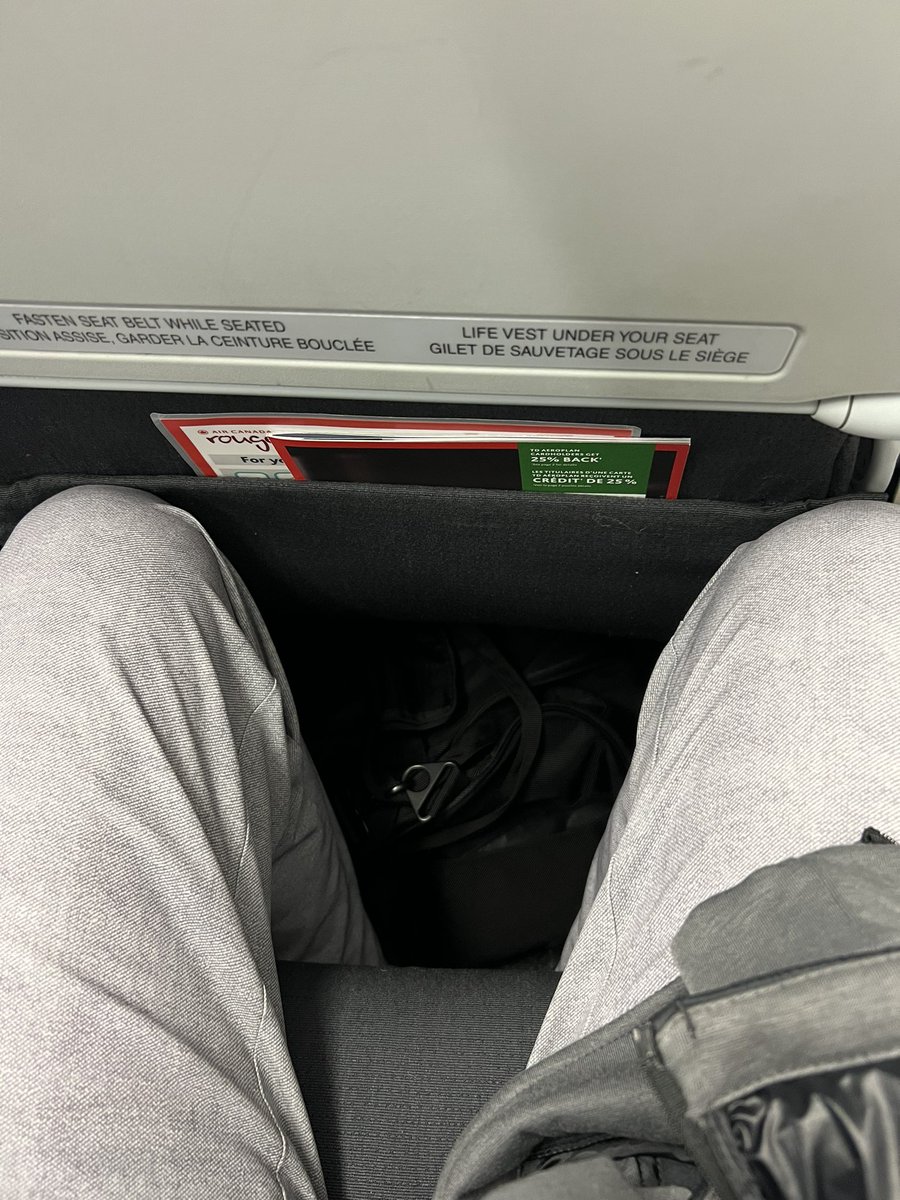 The fun of flying @AirCanada rouge! Forgot they hate anyone 6’ tall or taller…. Packed plane and no room for anything… every airplane I’ve flown in is full and charging more money!#allaboutmoney #caredonce #customerservicenolonger #misstheolddays #aircanada
