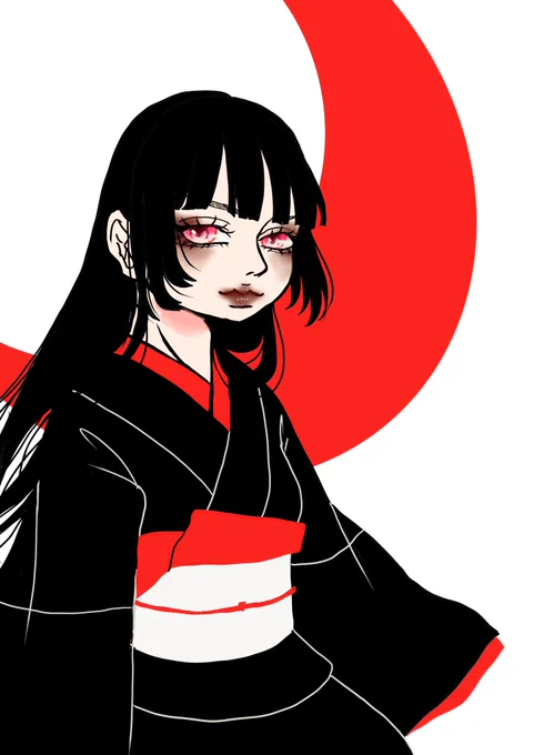 シンプルやけど、、 赤い三日月。。   #イラスト