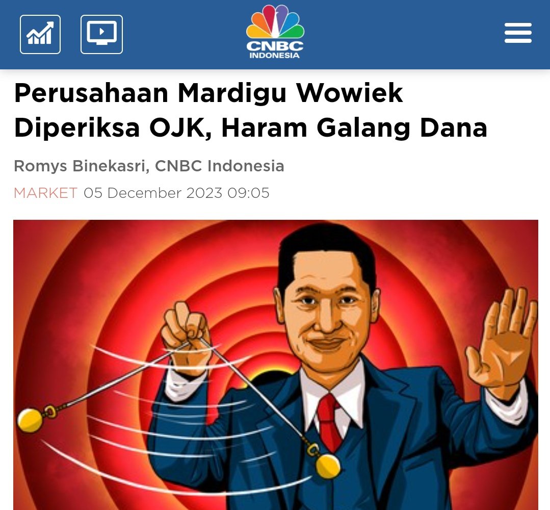 PT Santara Daya Inspiratama (Santara) milik Mardigu Wowiek dilarang OJK untuk menambah jumlah penerbit yang melakukan penawaran dan melarang untuk menambah pemodal. Hal ini terjadi ke sekian kalinya, tahun 2022 pun Santara terlibat dugaan pelanggaran yg sama.
"Bila ada